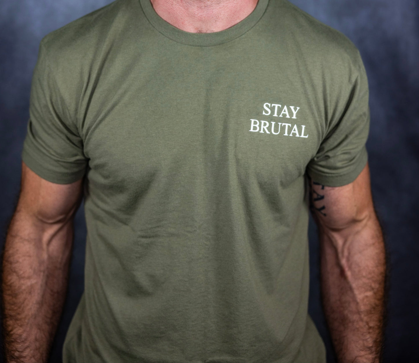 Stay Brutal & Bang Hammers, OD Green T-Shirt