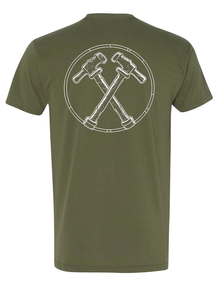 Stay Brutal & Bang Hammers, OD Green T-Shirt